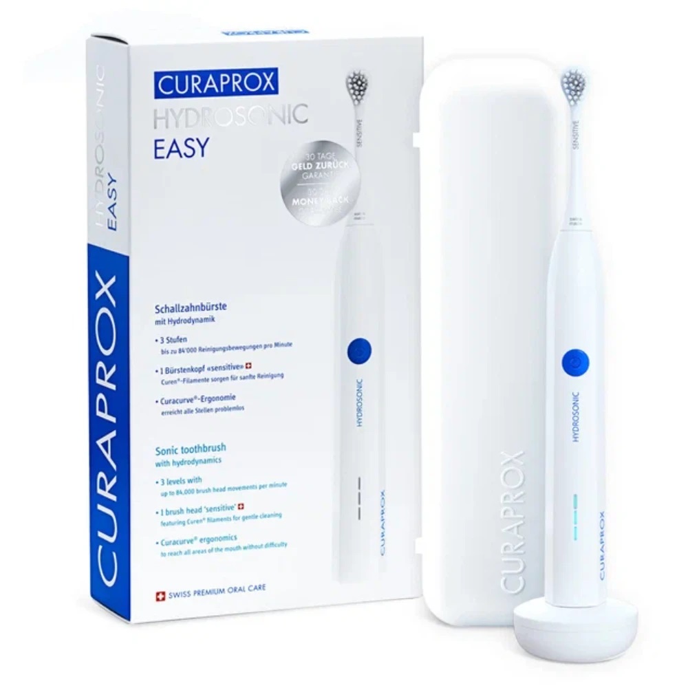 CURAPROX Hydrosonic EASY. Звуковая электрическая щетка CURAPROX с дорожным футляром, Швейцария, Белый
CURAPROX Hydrosonic EASY. Звуковая электрическая щетка CURAPROX с дорожным футляром, Швейцария, Белый