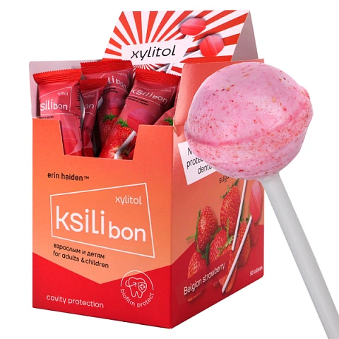 Леденец на палочке Ksilibon Lollipop Клубника, 50 шт. - изображение 1