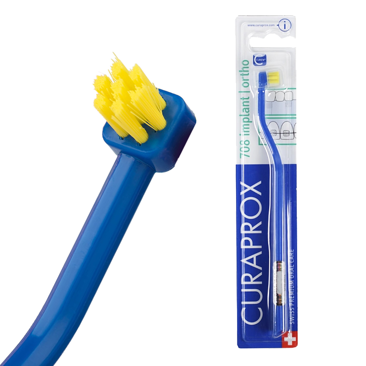 

CURAPROX 708 Implant Ortho. Зубная щетка для имплантов и ортоконструкций CURAPROX с мягкой щетиной, Швейцария