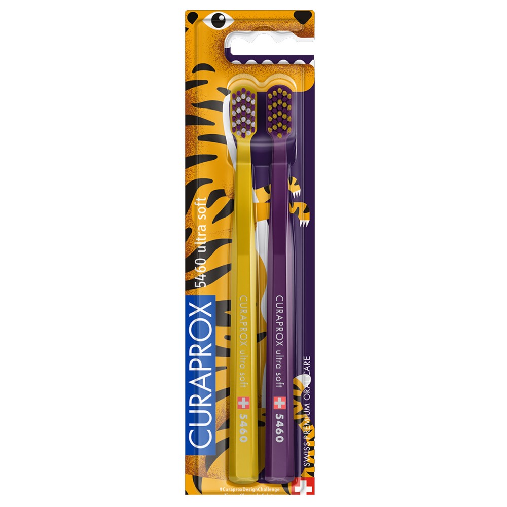 

CURAPROX 5460 Ultrasoft Duo Tiger 2022. Набор из 2-ух мануальных зубных щеток CURAPROX с ультрамягкой щетиной, Швейцария