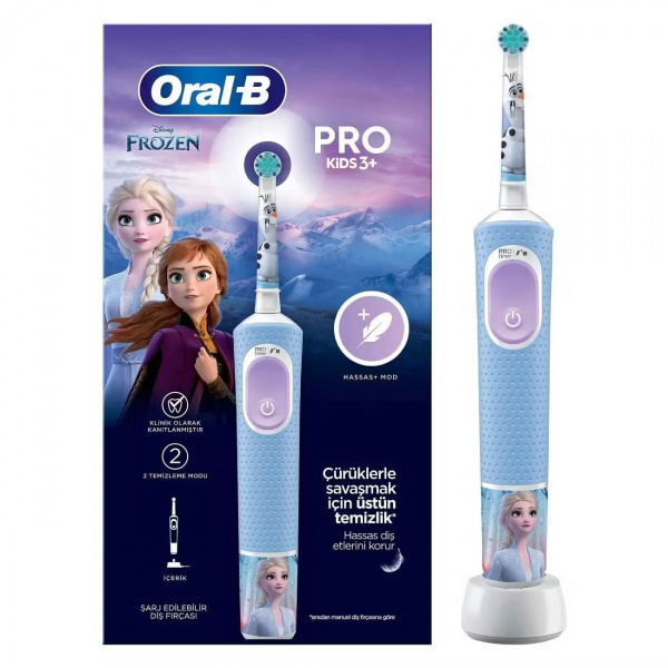 

Oral-B Vitality Kids Frozen D100.413.2K. Детская электрическая зубная щетка Oral-B Холодное сердце, Германия, Голубой