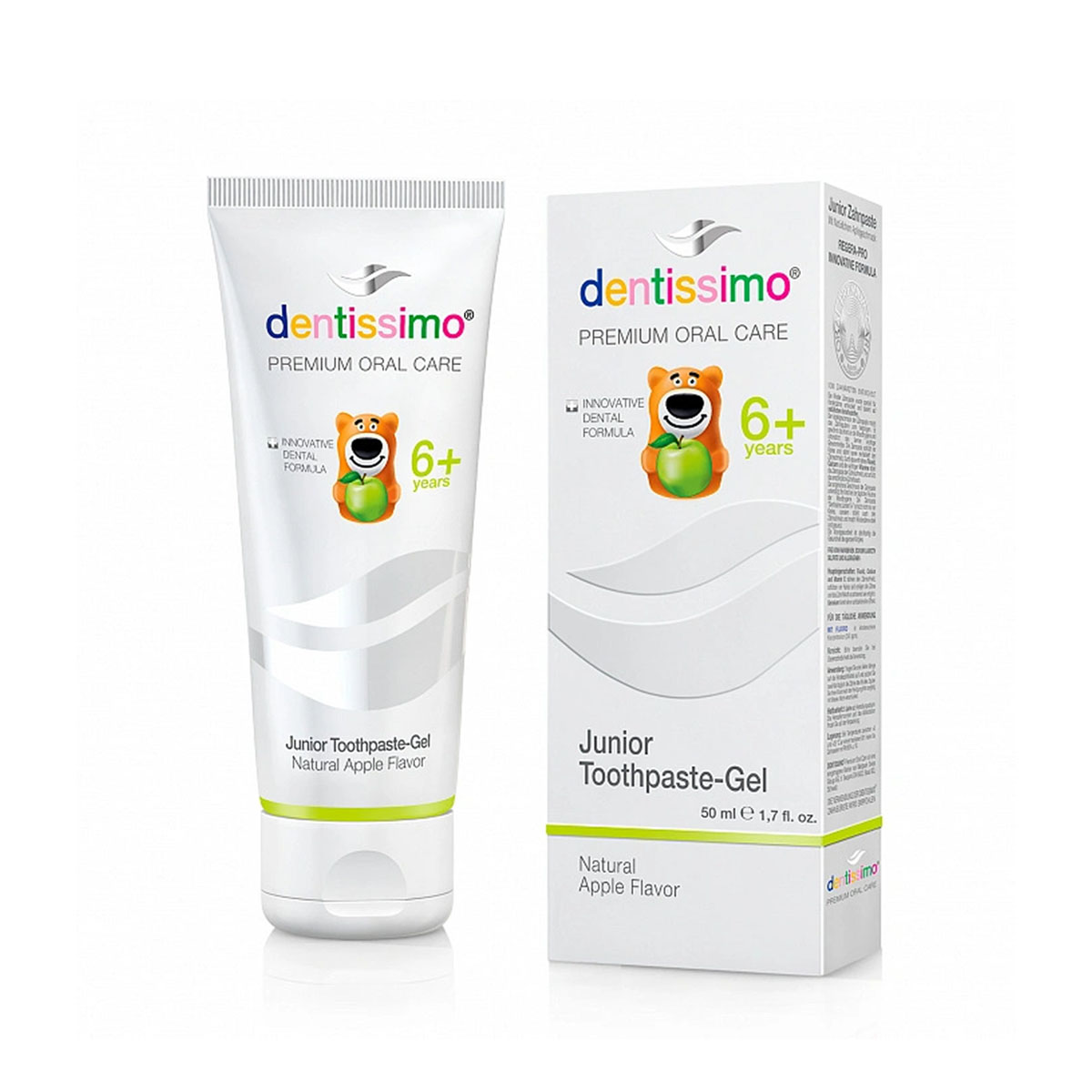 

Dentissimo Junior Яблоко, 50 мл, Зубная паста с фтором комплексного действия, Италия