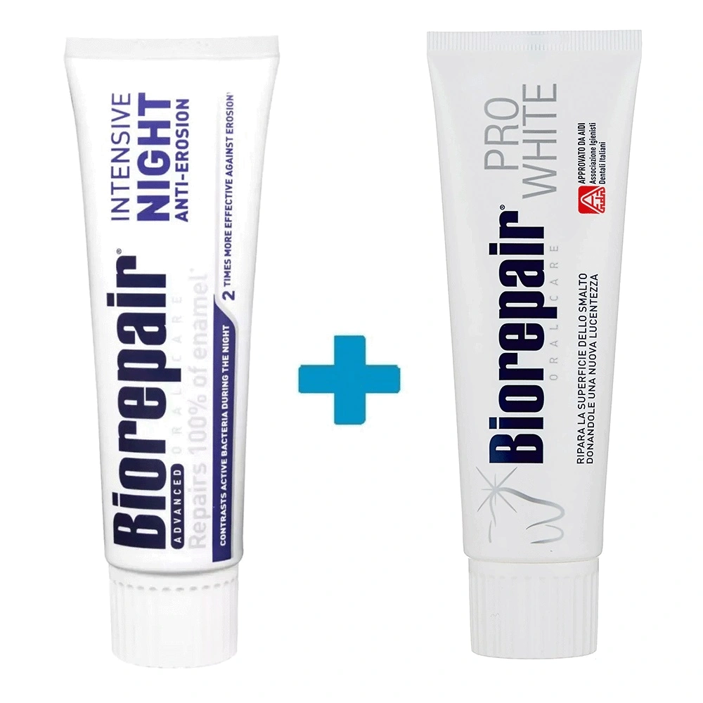 

Набор из 2 паст Biorepair: Night Repair + Pro White, 75 мл х 2