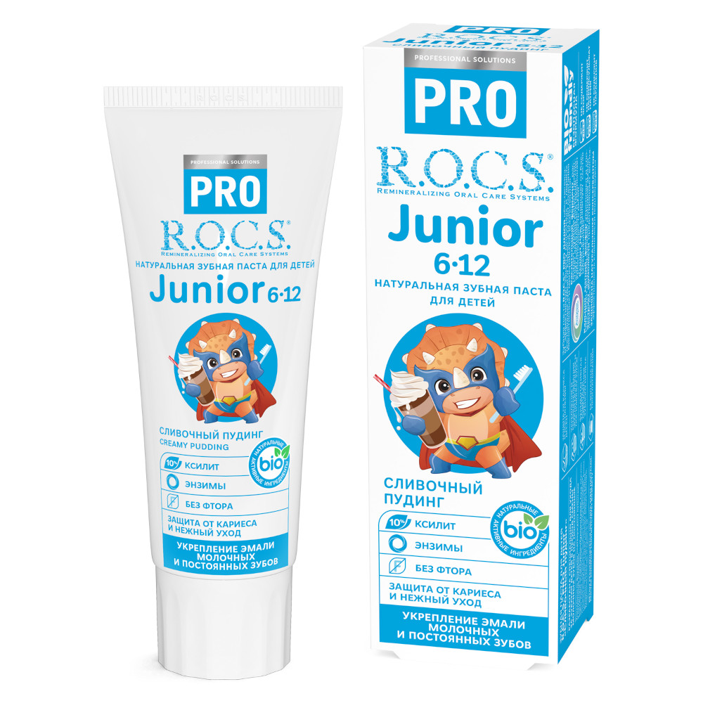 

Зубная паста R.O.C.S. PRO Junior Сливочный пудинг (от 3 до 7 лет) 60 мл