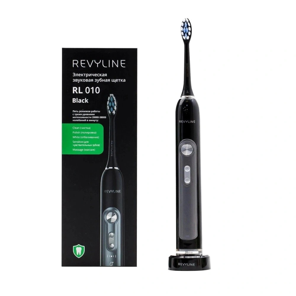 

Revyline RL 010 Black, (Черная). Электрическая звуковая зубная щетка Revyline с дорожным футляром, Китай, Черный