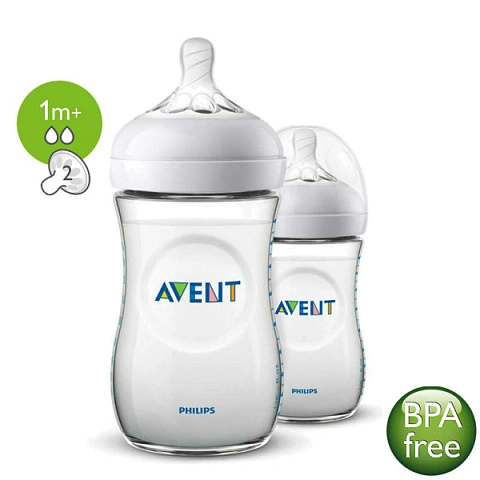 Бутылочка Philips AVENT серии Natural 1мес+, 260 мл (2 шт) SCF033/27 - изображение 1