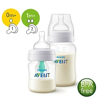 Набор бутылочек Philips Avent Anti-colic: 260 мл и с клапаном Airfree 125 мл 0мес+ (2 шт) SCD809/01 - изображение 1