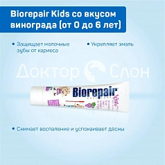 Зубная паста Biorepair Kids со вкусом винограда (от 0 до 6 лет), 50 мл