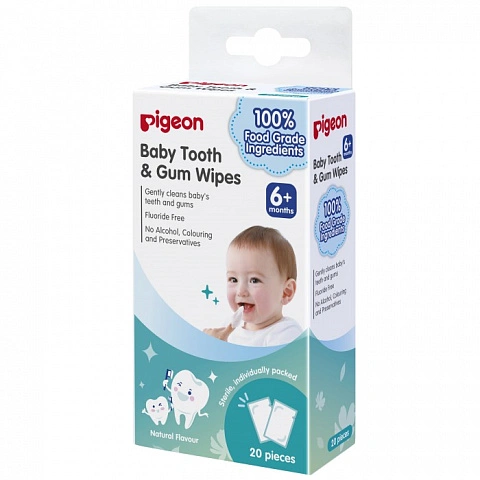 Салфетки для полости рта PIGEON Baby Tooth&Gum Wipes (от 6 мес), 20 шт. - изображение 1