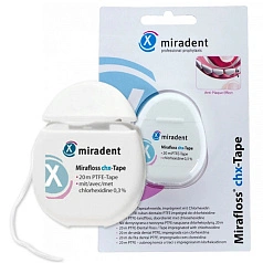 Ленточный флосс miradent Mirafloss chx-Tape, хлоргексидин 0,3% 20 м