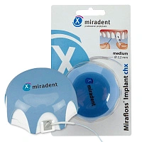 Флосс miradent Mirafloss Implant chx 2,2 мм, хлоргексидин 0,2%, для имплантов/брекетов