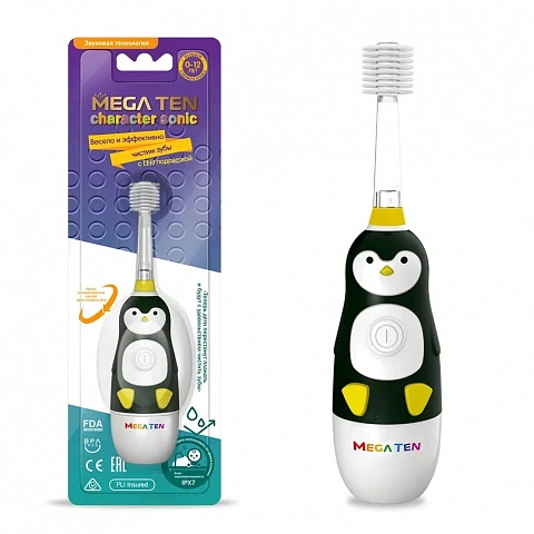 Электрическая зубная щетка Mega Ten Kids Sonic Пингвиненок - изображение 1