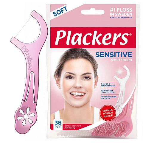 Межзубная нить с пластиковым держателем Plackers Sensitive (36 шт.) - изображение 1